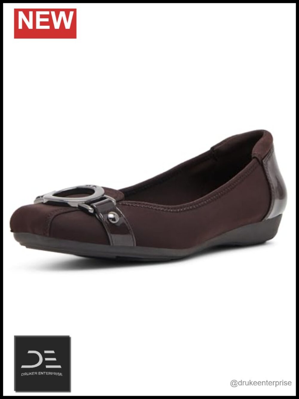 Anne Klein Women's Umeko Faux Leather Square Toe Slip On Flats